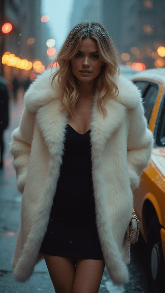 Faux Fur Coat and LBD