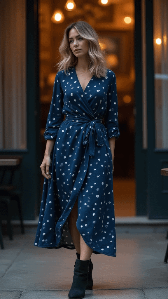 Wrap Dress and Ankle Boots