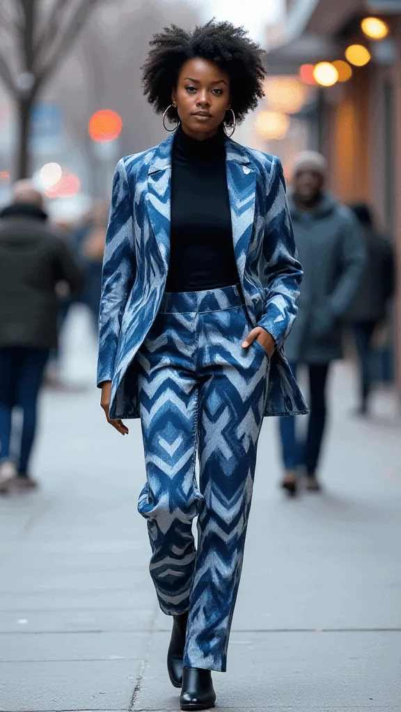 Patterned Pantsuit and Turtleneck