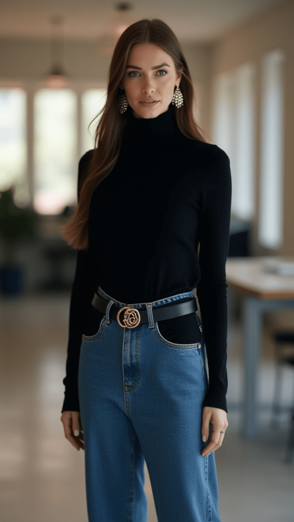 Turtleneck Dress Over Jeans