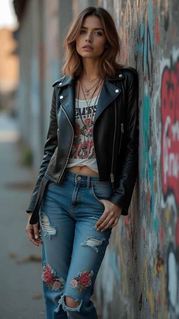 Graphic Tee and Embellished Jeans