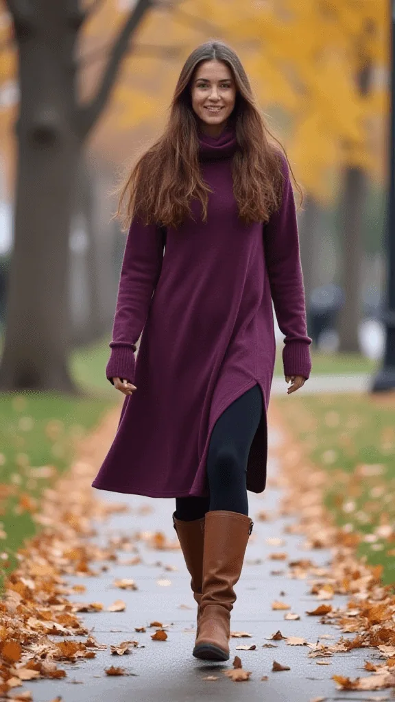 Tunic Dress and Knee-High Boots