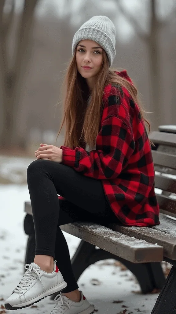 Plaid Shirt and Sneakers