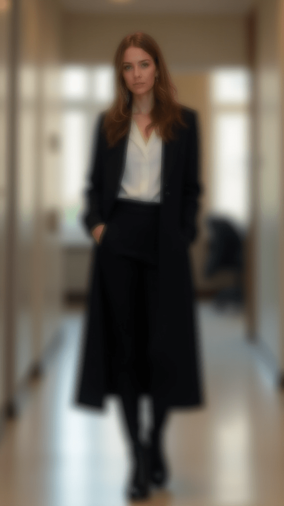 Long Blazer and Heeled Ankle Boots