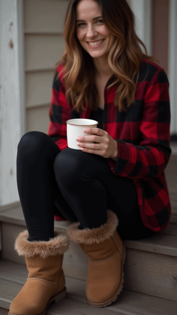 Flannel Shirt and Ugg Boots