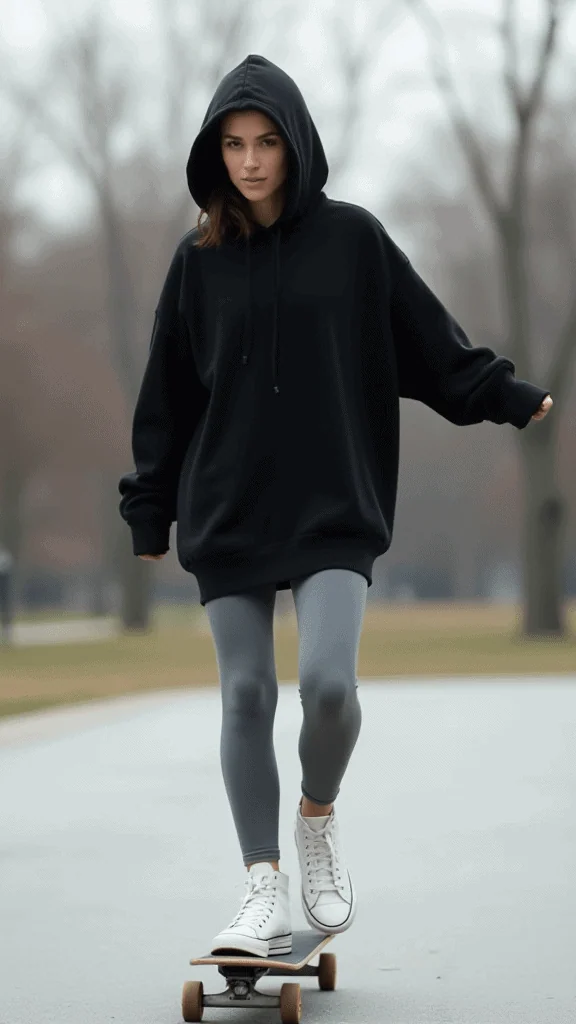 Hoodie and High-Top Sneakers