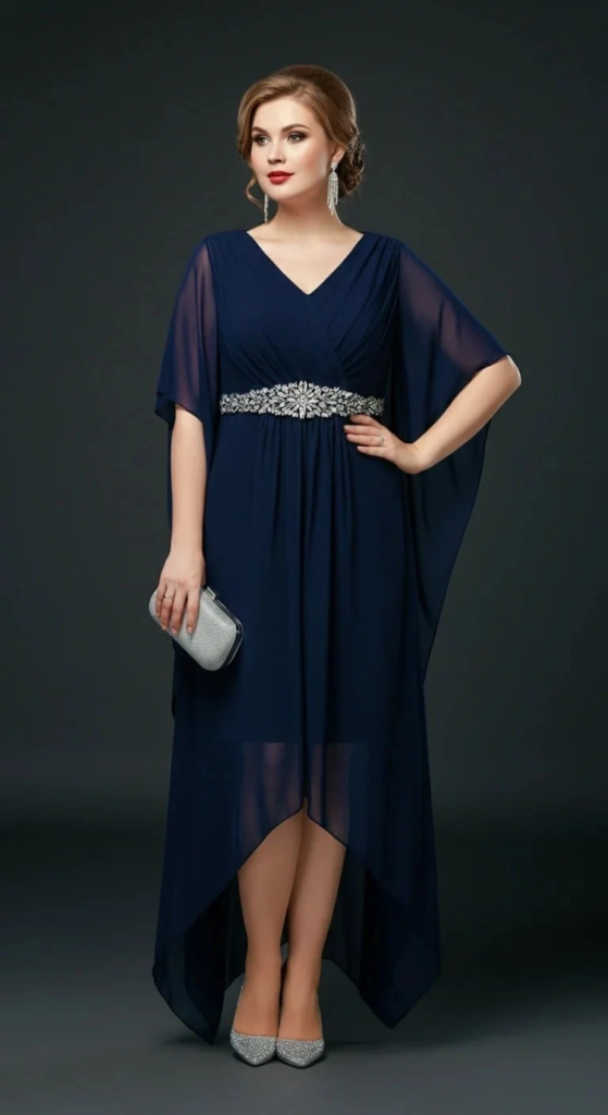 Asymmetrical Chiffon Overlay Dress