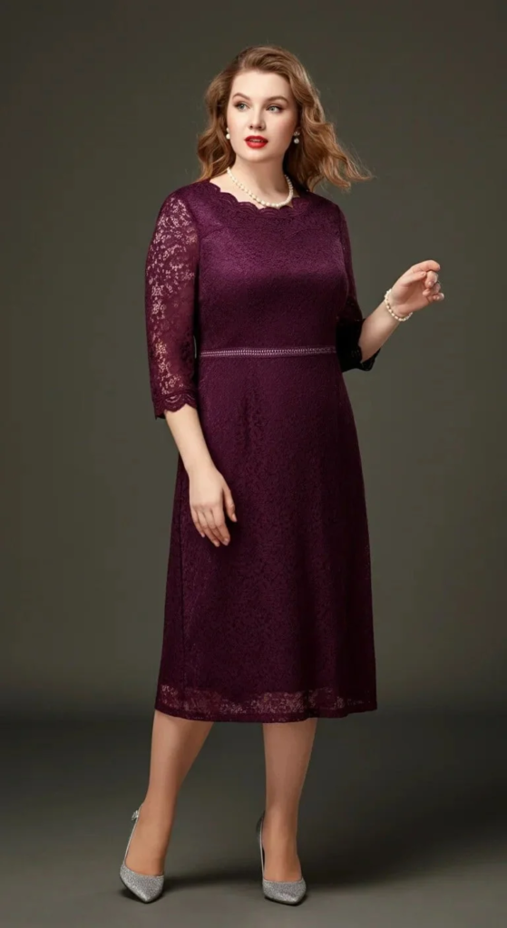 Lace and Crepe Column Dress