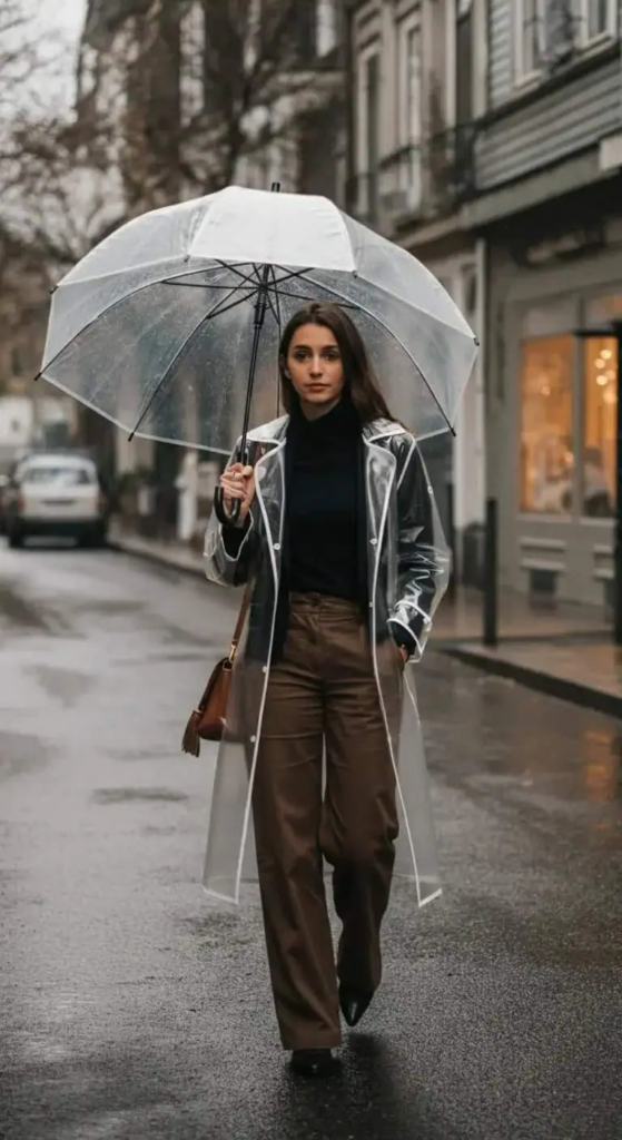 Clear Raincoat with Monochrome Base Layer