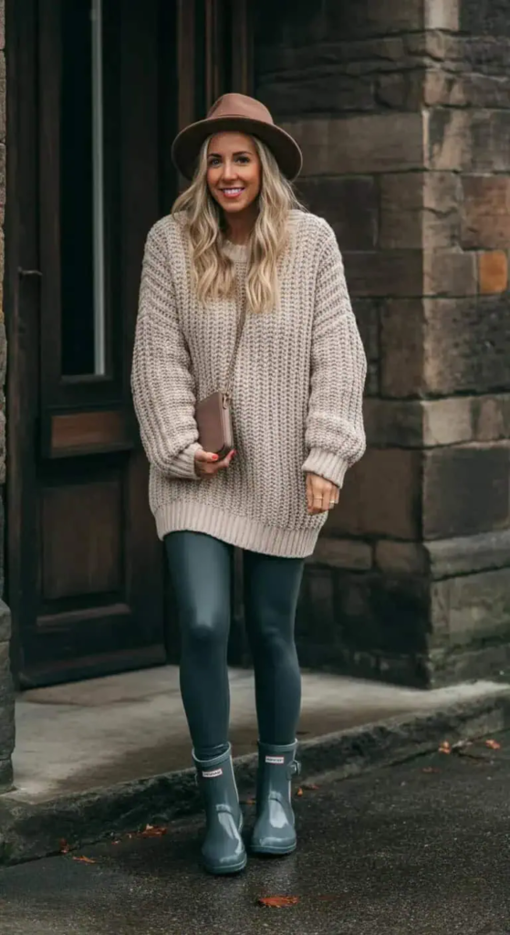 Oversized Sweater Dress with Waterproof Leggings