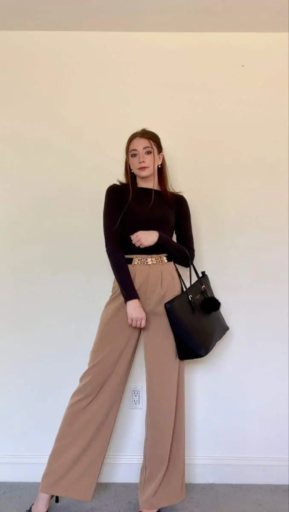 Black Crop Top with Tailored Trousers