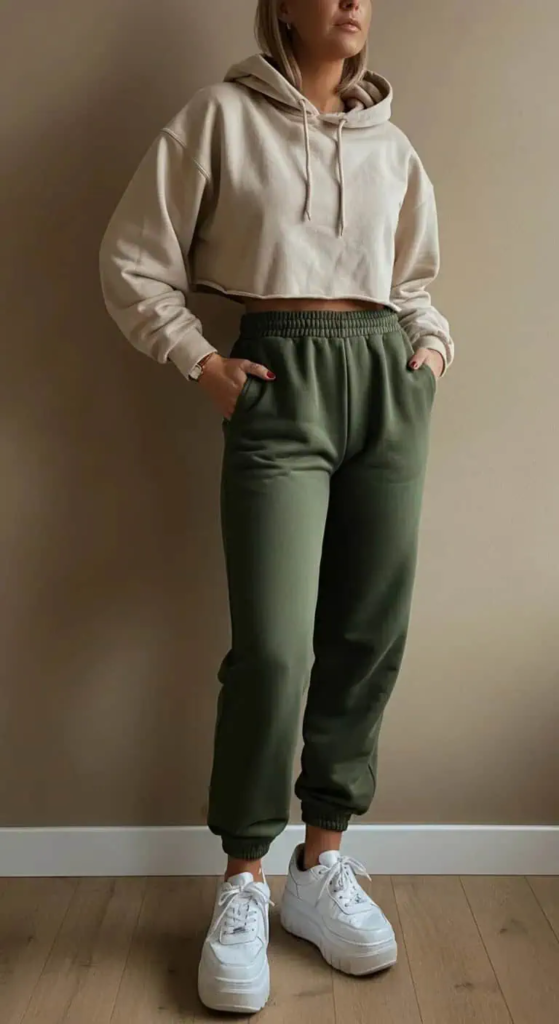 Cropped Hoodie and High-Waisted Sweatpants
