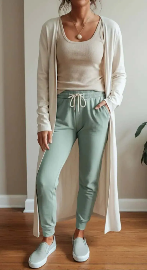 Duster Cardigan and Fitted Sweatpants