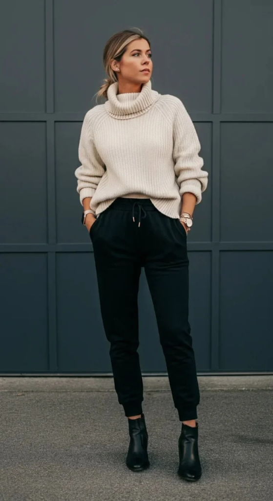 Oversized Turtleneck and Slim Sweatpants