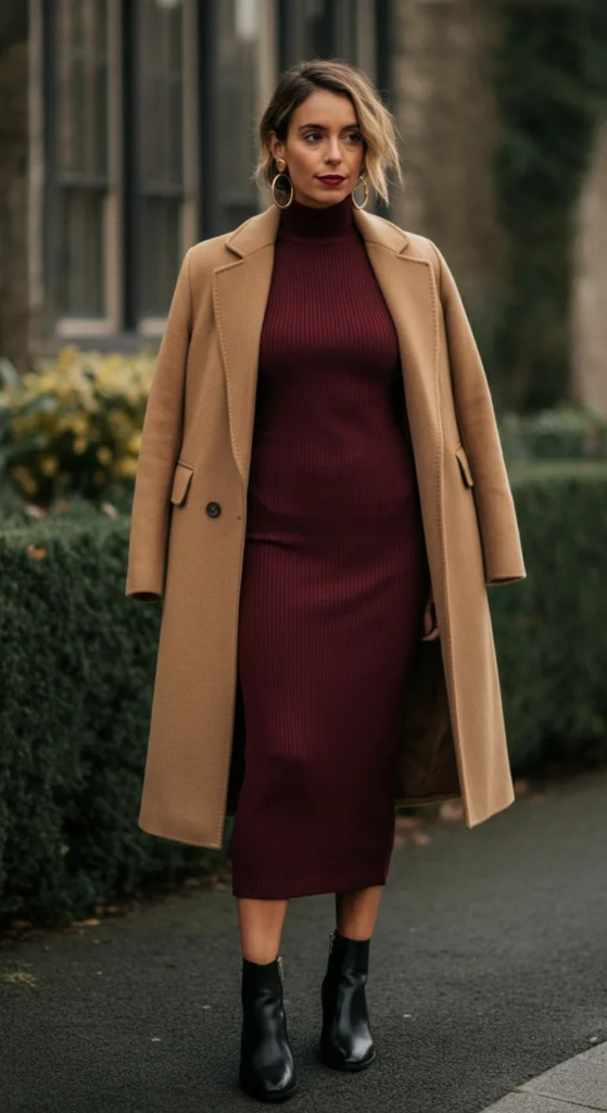 Ribbed Dress and Statement Coat