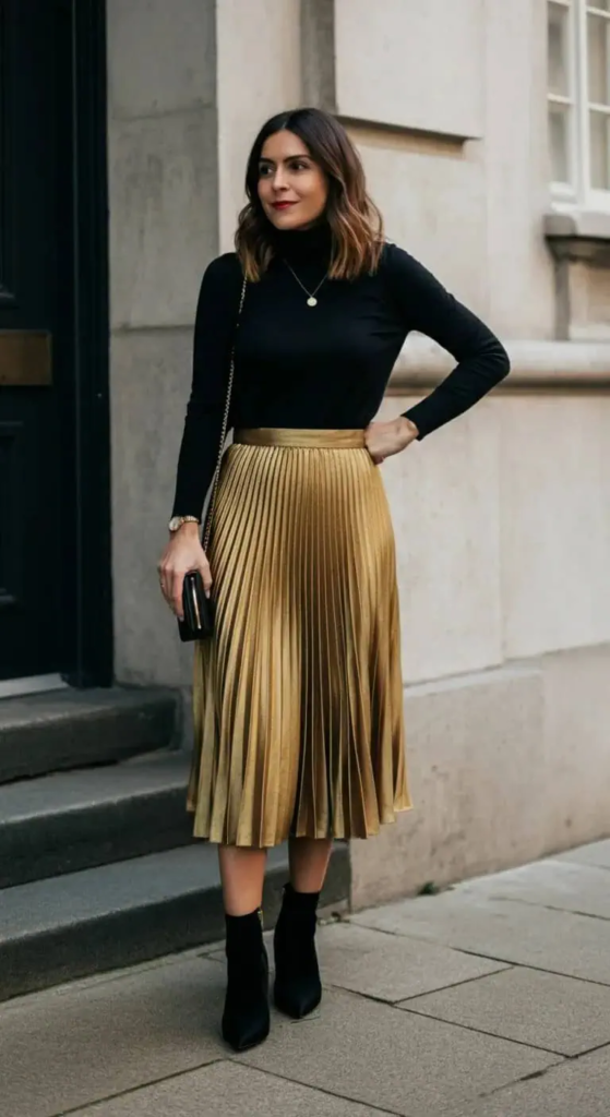 Pleated Skirt and Turtleneck