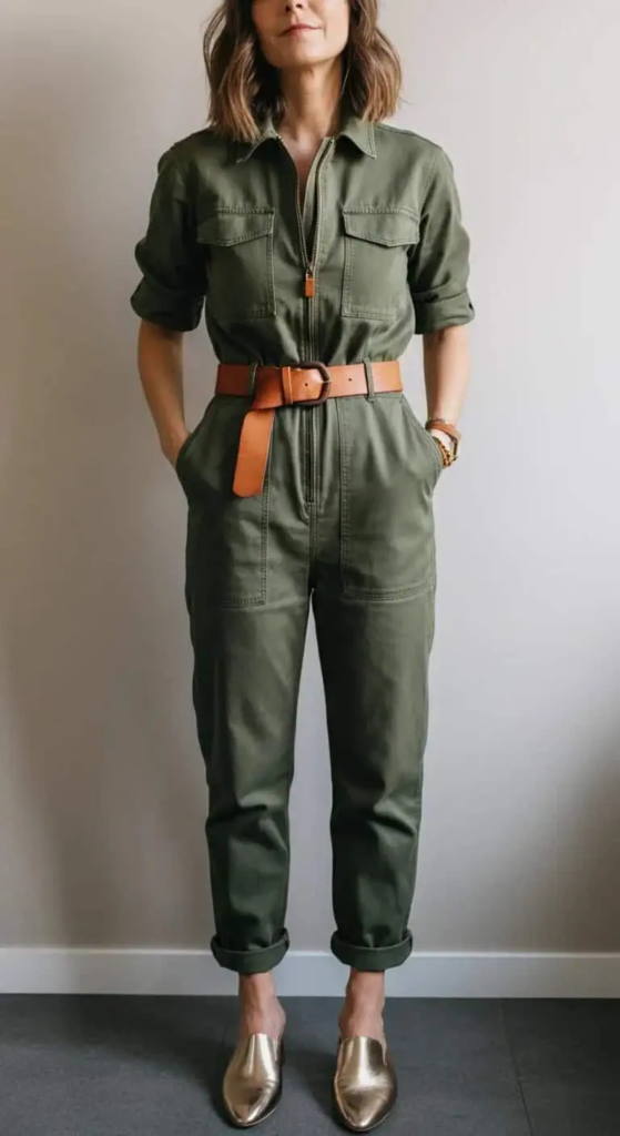 5. Utility Jumpsuit and Statement Belt