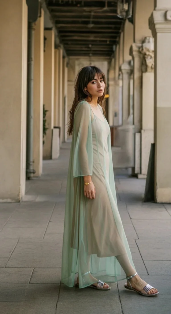 10. Mesh Overlay Dress with Slip