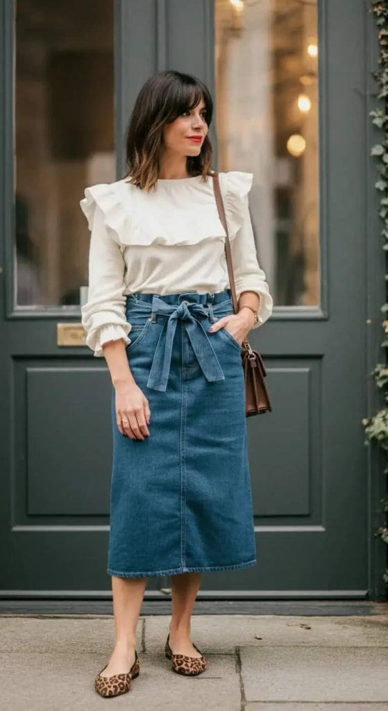 Ruffled Blouse and Paper Bag Waist
