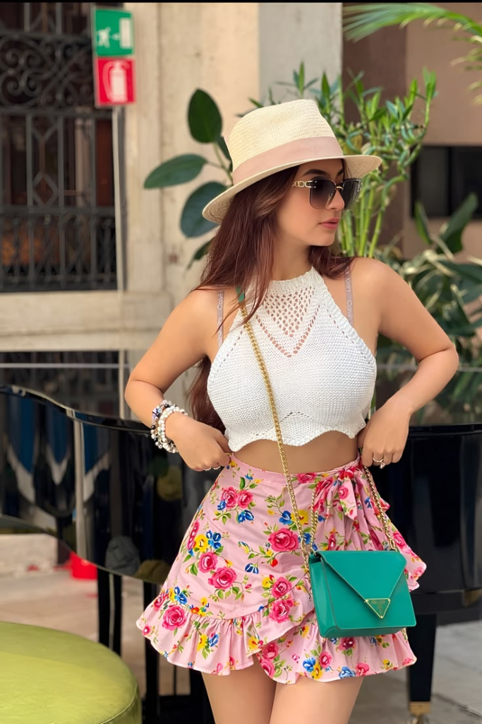 Printed Wrap Skirt with Matching Blazer