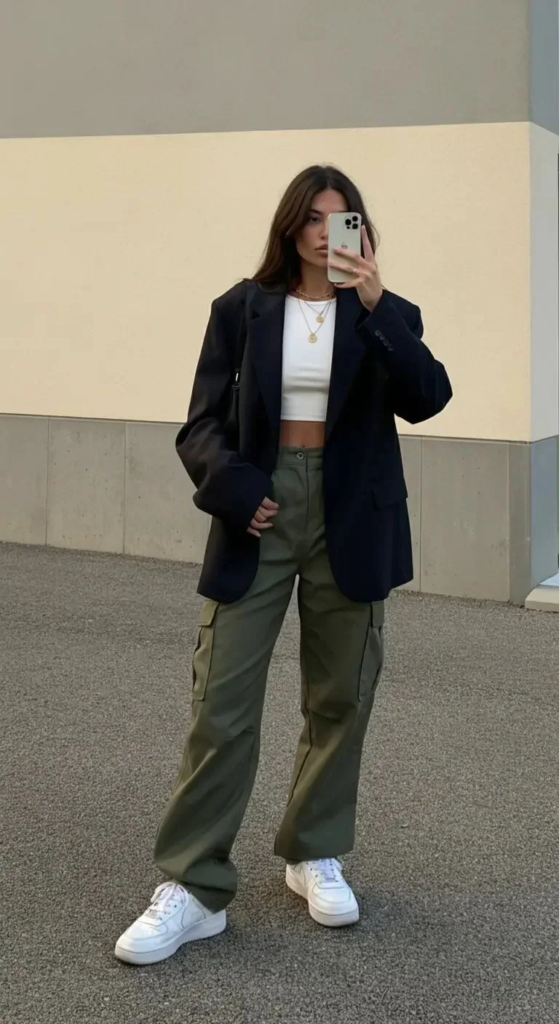 Boyfriend Blazer with Cargo Pants