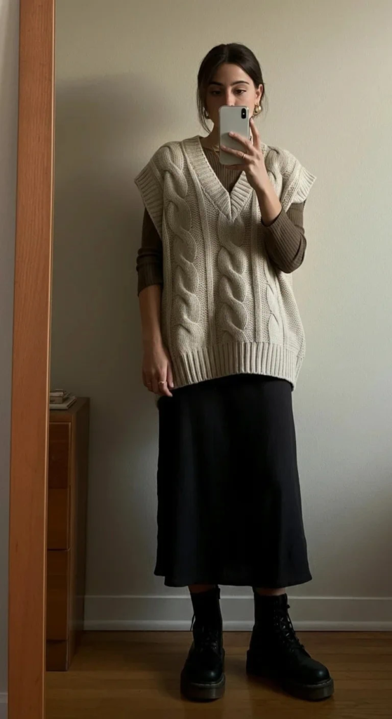 Sweater Vest and Maxi Skirt