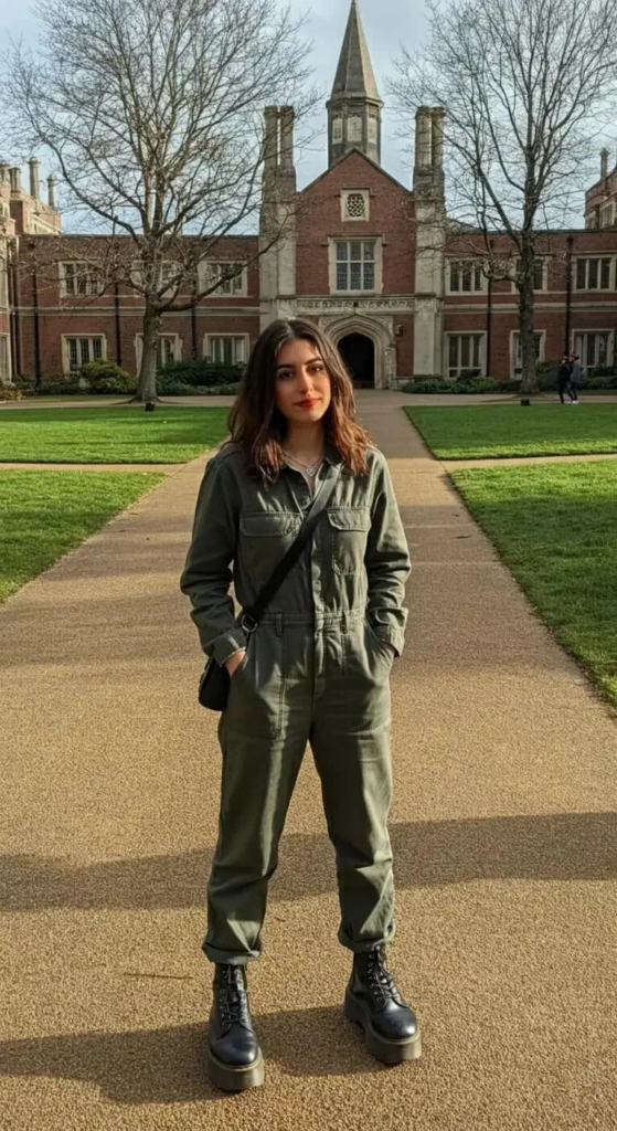 Utility Jumpsuit and Platform Boots