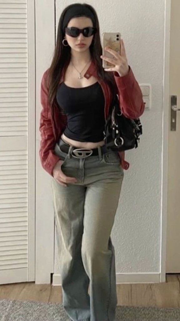 Burgundy Jacket with Cargo Pants Edge