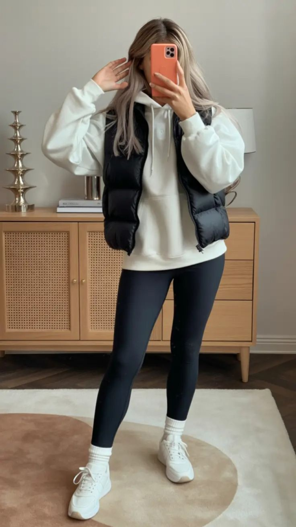 Split-Hem Leggings and Cropped Sweatshirt