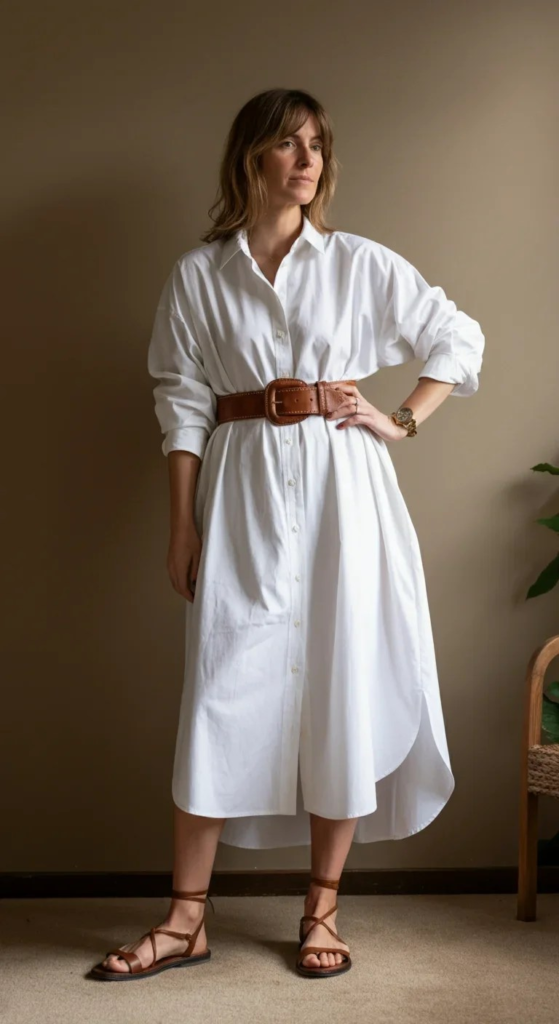 Shirt Dress with Statement Belt