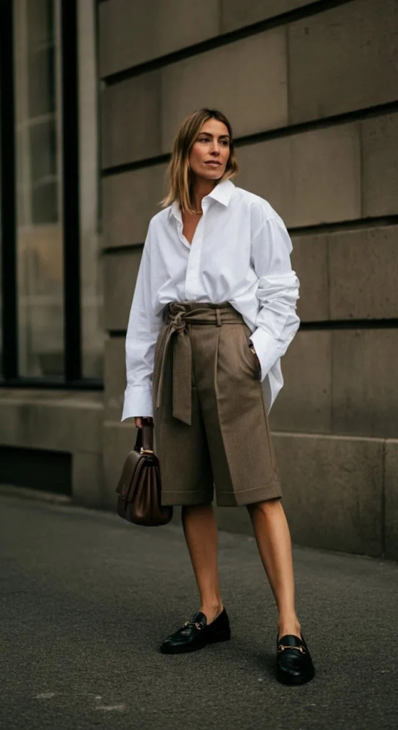 Bermuda Shorts and Oversized Button-Down