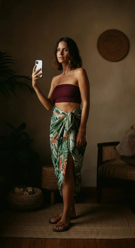 Printed Sarong with Bandeau Top