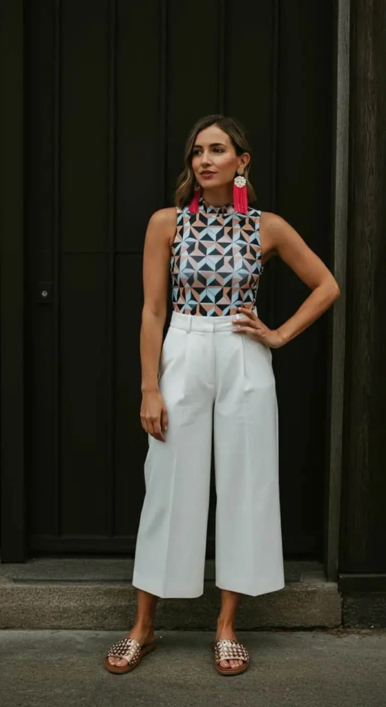 High-Neck Tankini with Culottes