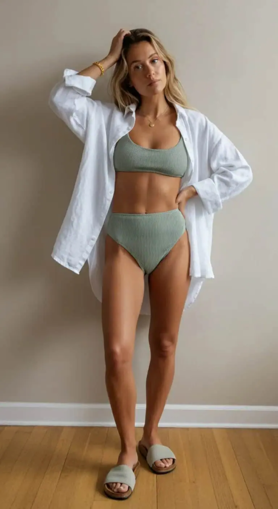 Ribbed Set with Oversized Shirt