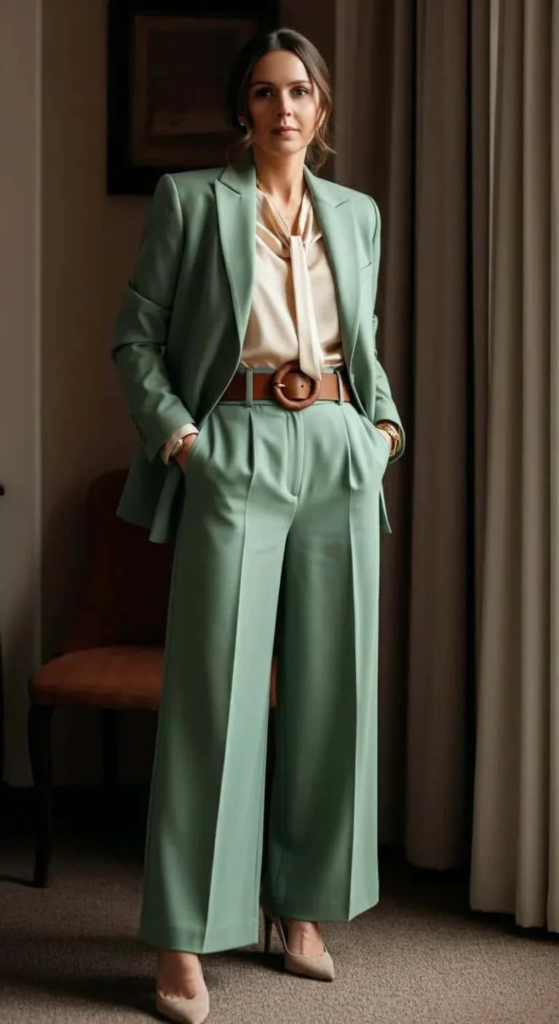 Monochrome Sage Set with Statement Belt