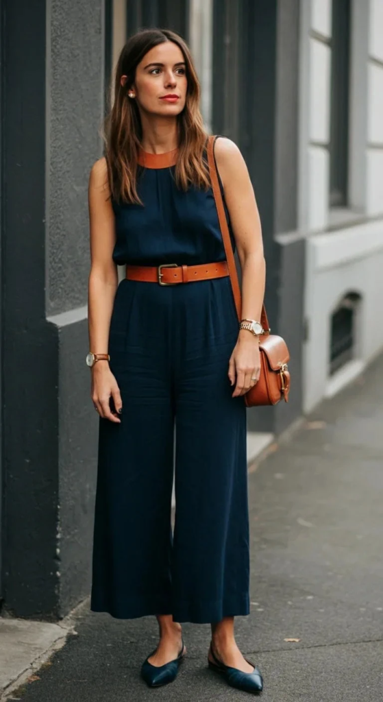 Wide-Leg Jumpsuit with Belt