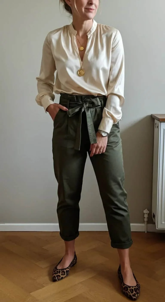 Silk Blouse with Paper Bag Pants