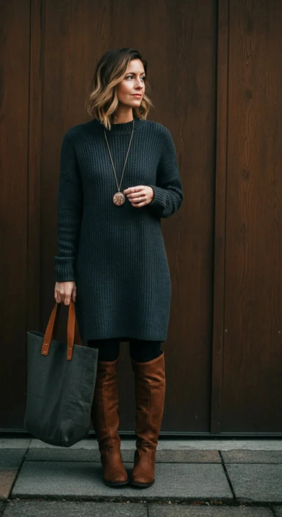 Sweater Dress with Tall Boots