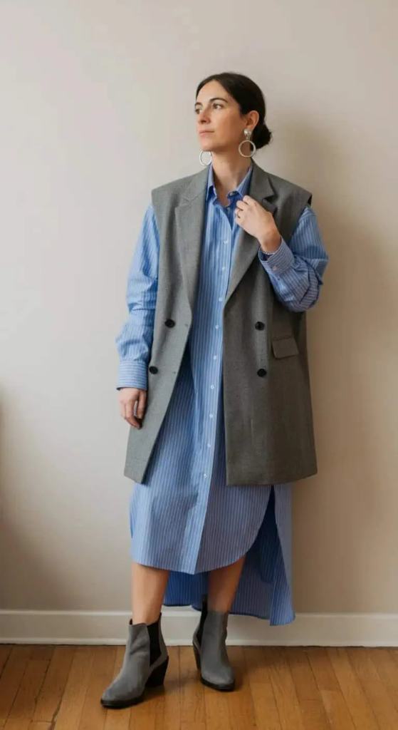 Shirt Dress with Vest