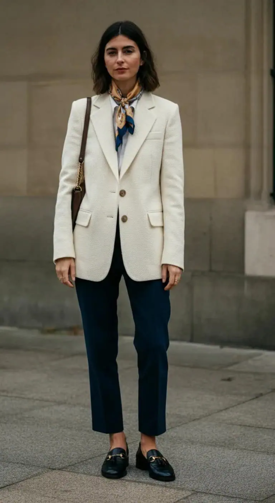 Textured Blazer with Slim Pants