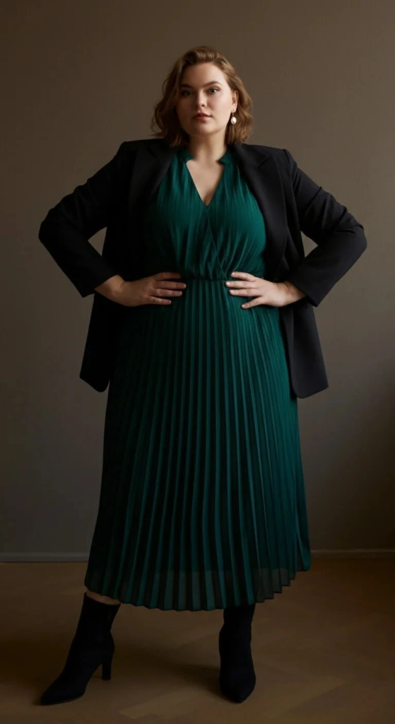 Pleated Midi with Blazer