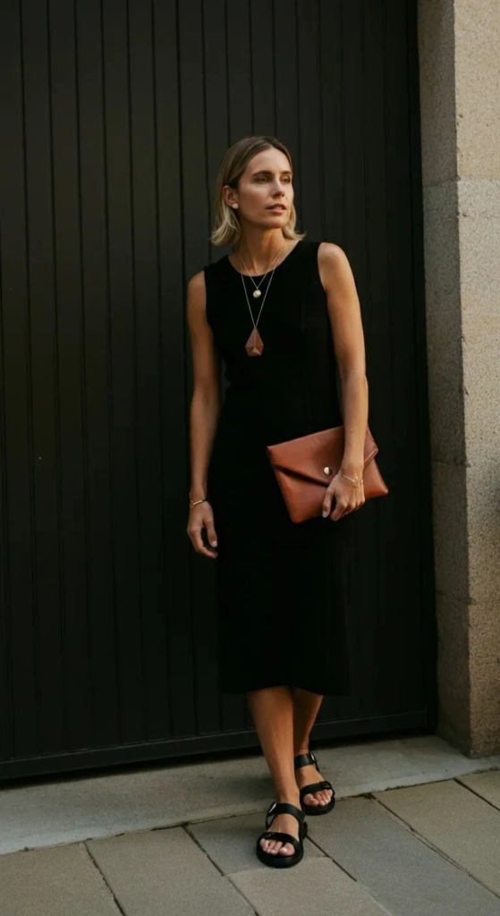 Midi Tank Dress with Architectural Details