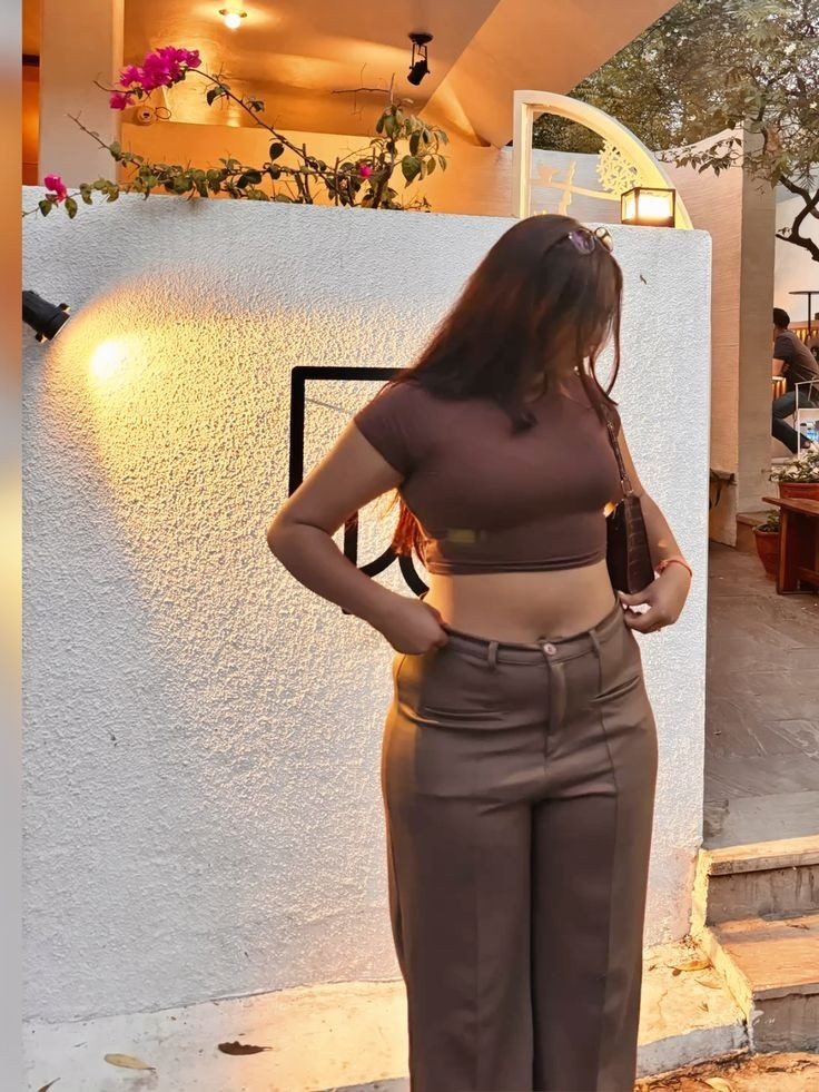 Chocolate Crop Top and Wide Leg Pants