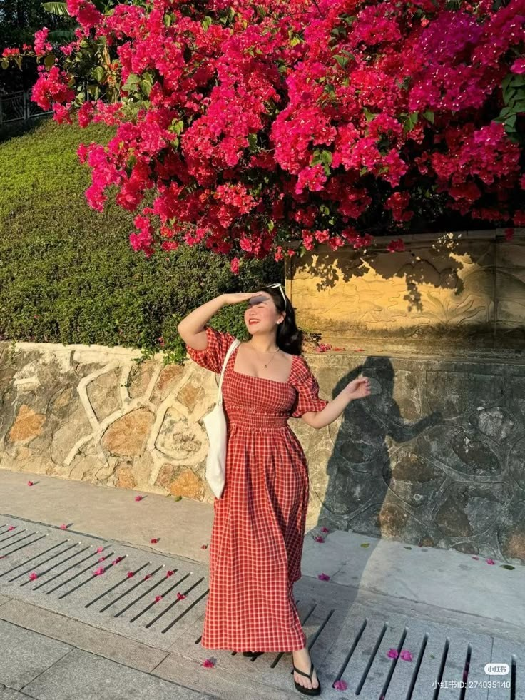 Classic Red Gingham Midi Dress