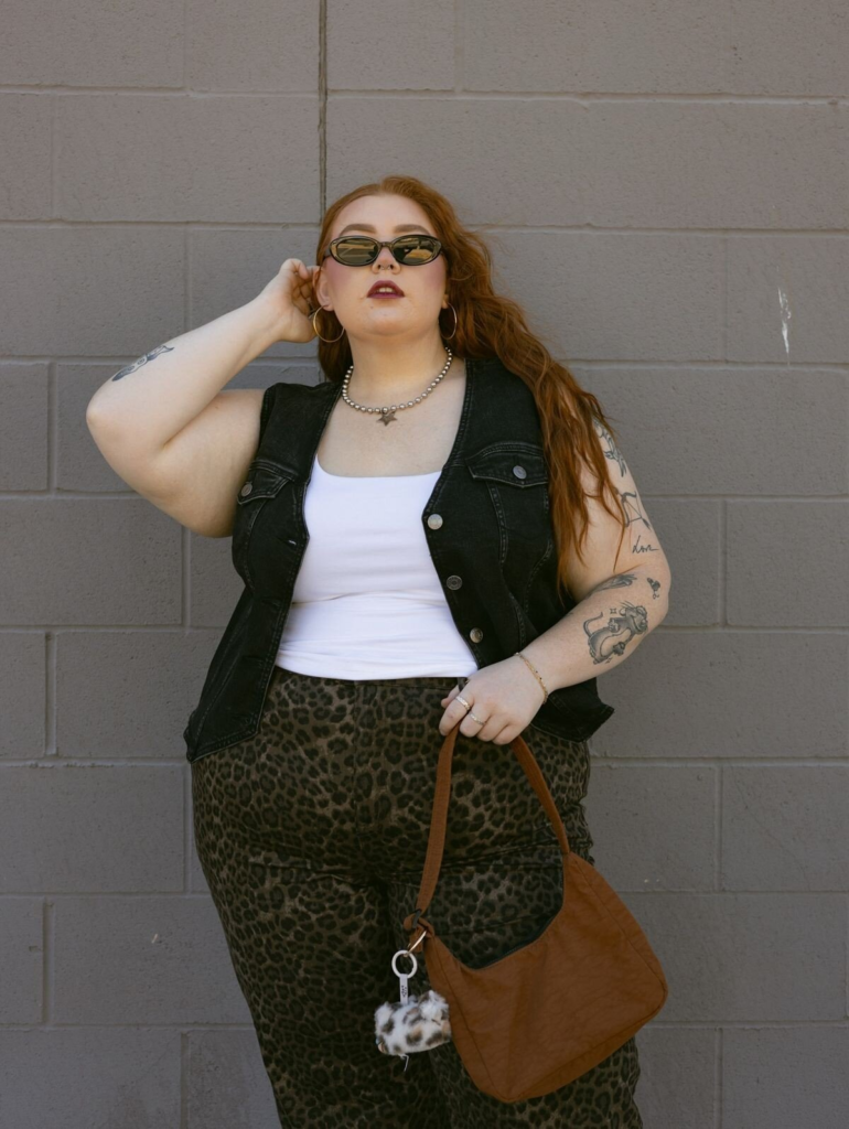 Black Denim Vest Leopard Print Combo