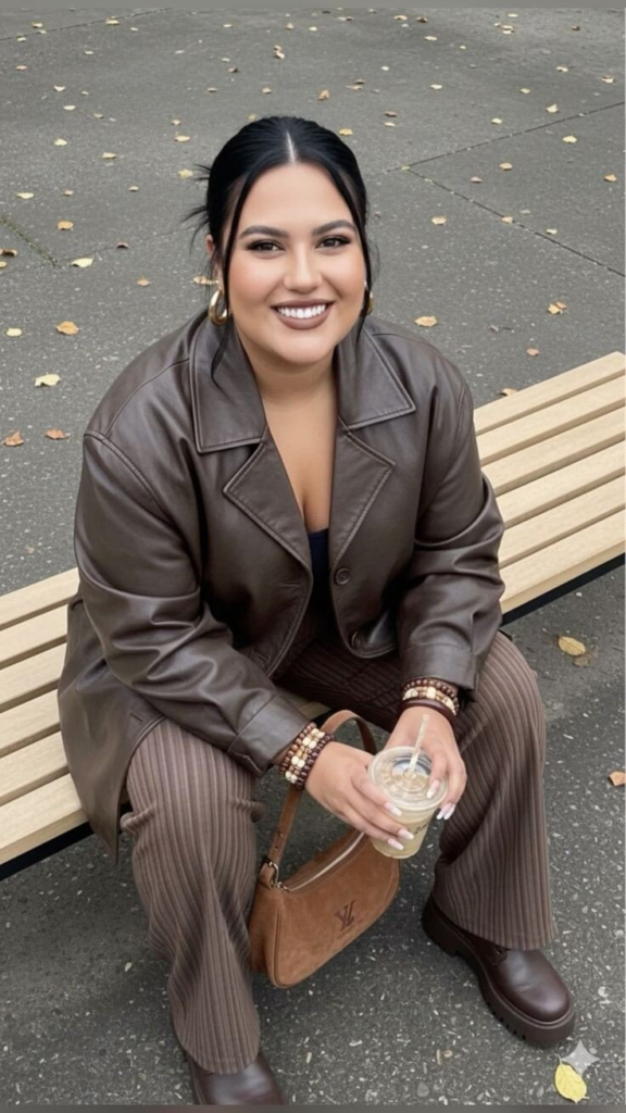 Oversized Brown Leather Blazer Perfection