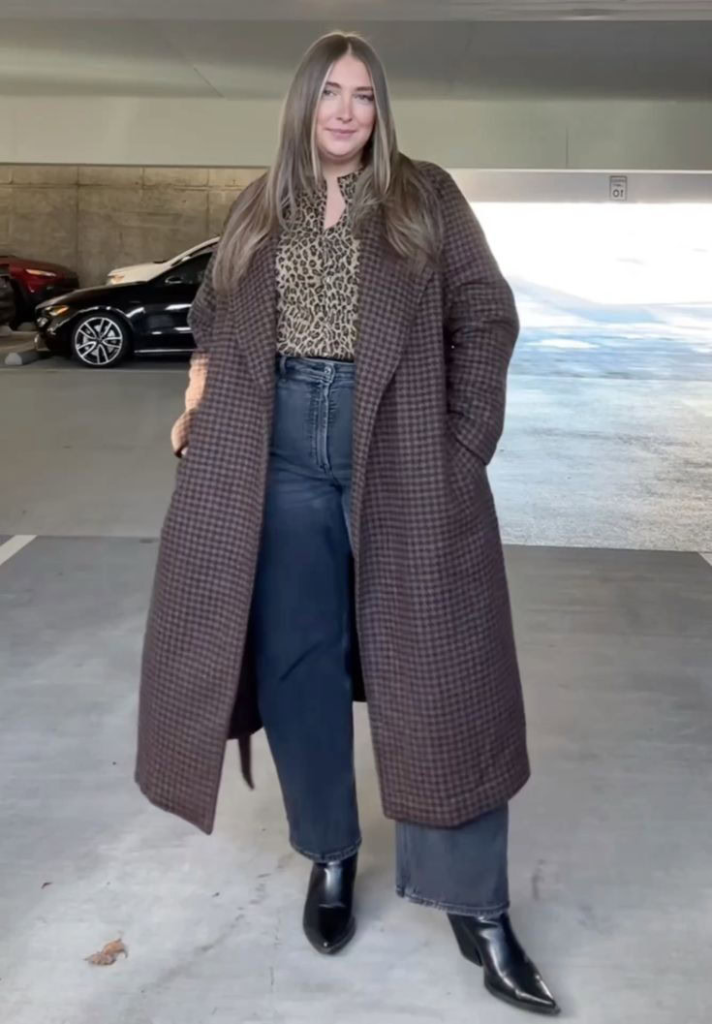 Plaid Coat with Leopard Print Layering