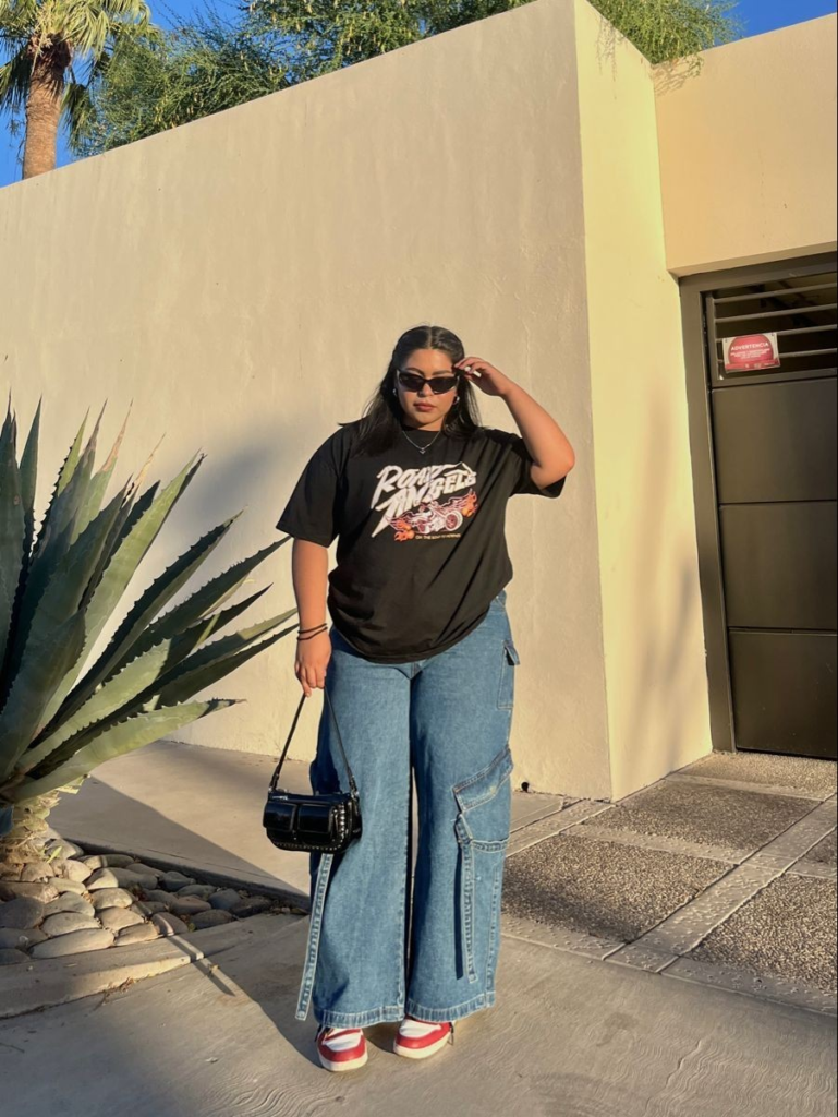 Graphic Tee with Wide-Leg Jeans
