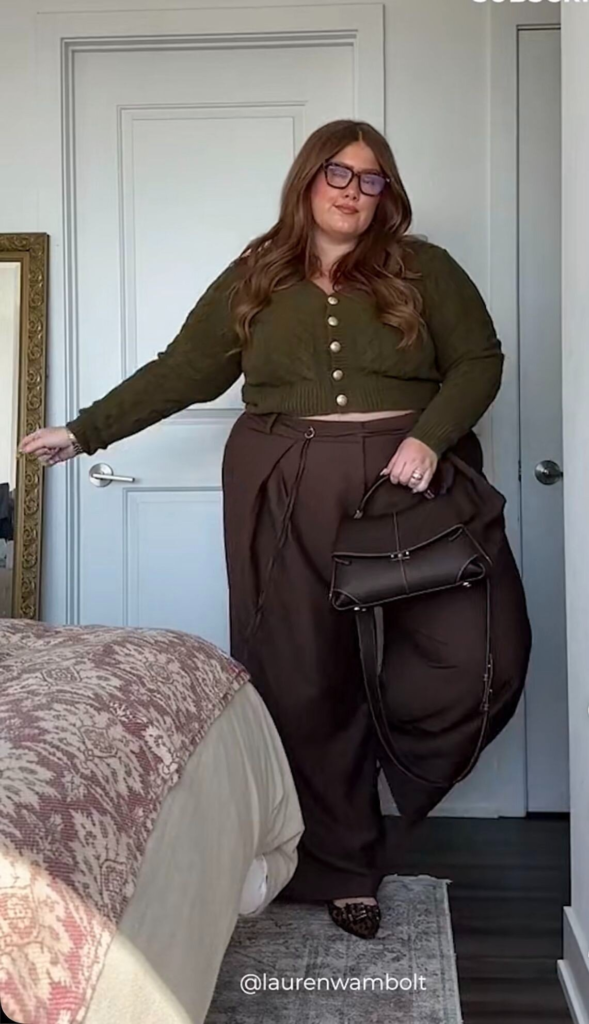 Cropped Cardigan with Wide-Leg Trousers