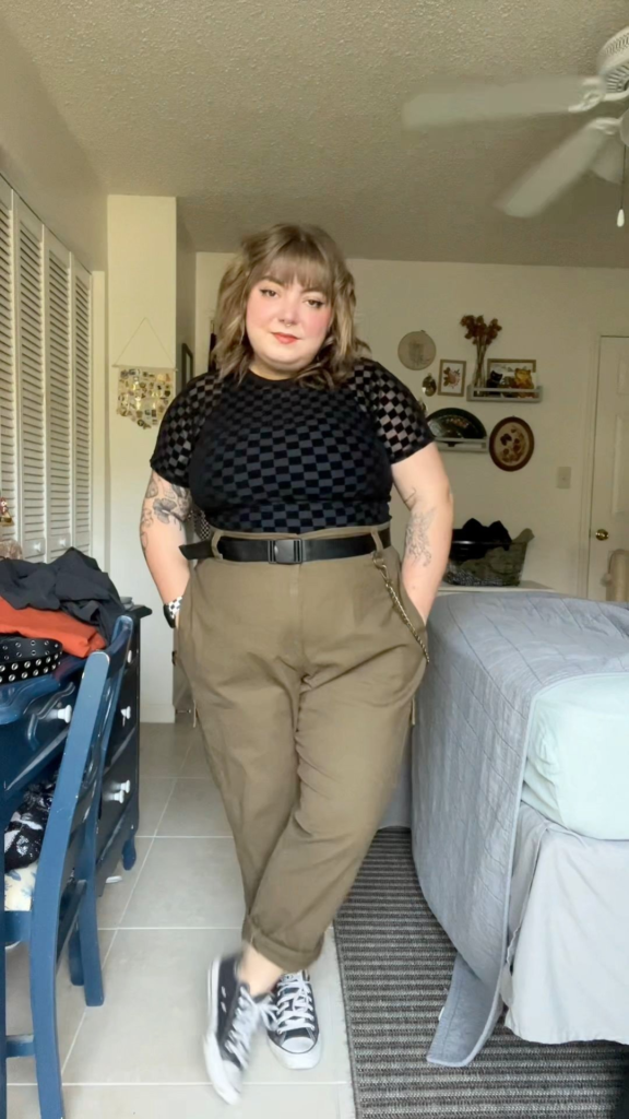 Checkerboard Tee with Khaki Pants